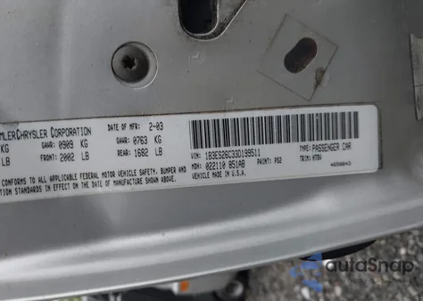 2003 Dodge Neon Se z USA, uszkodzony, nr VIN 1B3ES26C33D199511